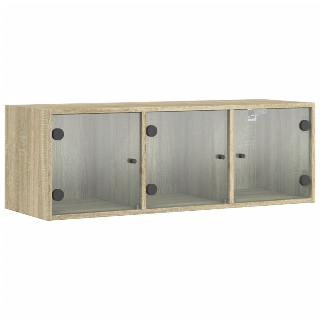 Mobile a Muro con Ante in Vetro Rovere Sonoma 102x37x35 cm - homemem39