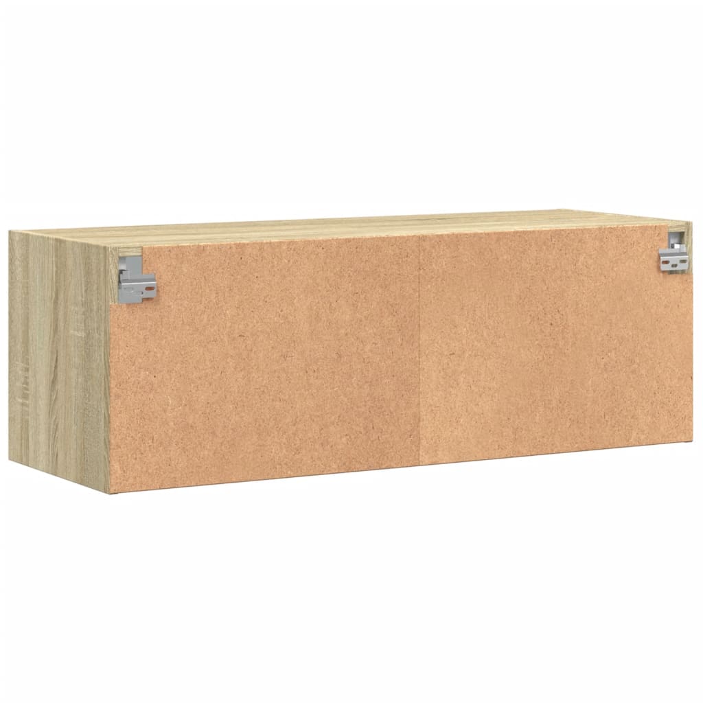 Mobile a Muro con Ante in Vetro Rovere Sonoma 102x37x35 cm - homemem39