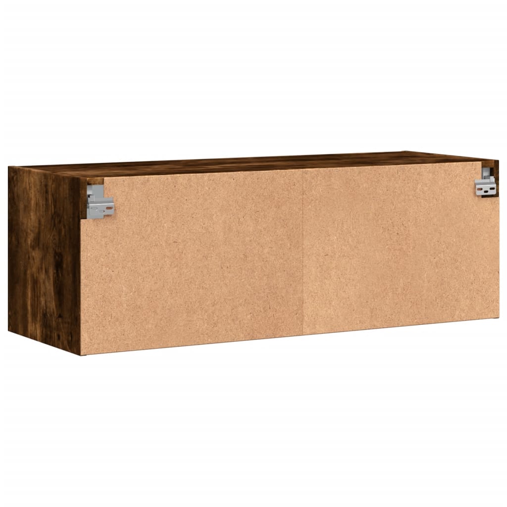 Mobile a Muro con Ante in Vetro Rovere Fumo 102x37x35 cm - homemem39