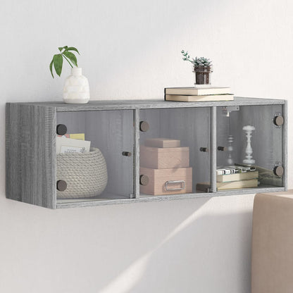 Mobile a Muro con Ante in Vetro Grigio Sonoma 102x37x35 cm - homemem39