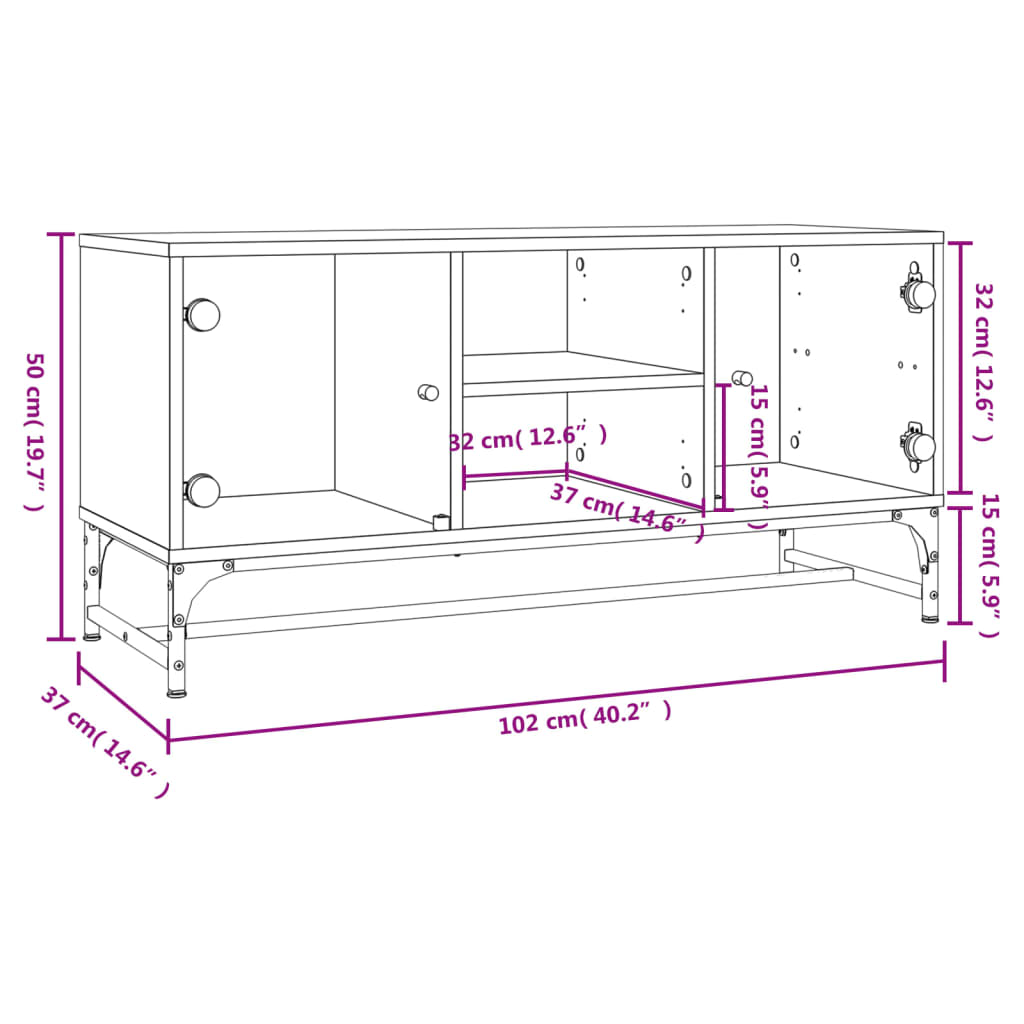 Mobile Porta TV con Ante in Vetro Bianco 102x37x50 cm - homemem39