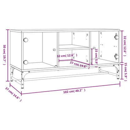 Mobile Porta TV con Ante in Vetro Rovere Sonoma 102x37x50 cm - homemem39