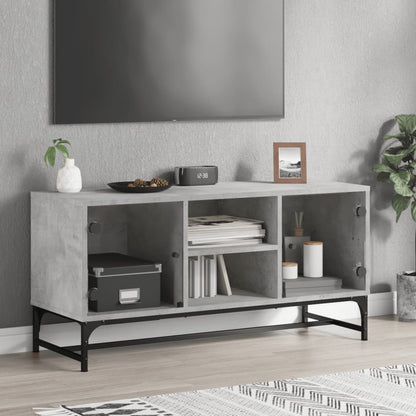 Mobile Porta TV con Ante in Vetro Grigio Cemento 102x37x50 cm - homemem39