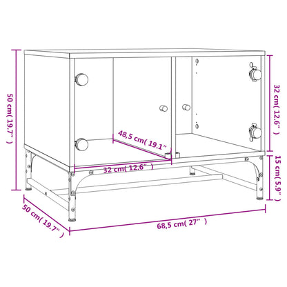 Tavolino da Salotto con Ante in Vetro Bianco 68,5x50x50 cm - homemem39