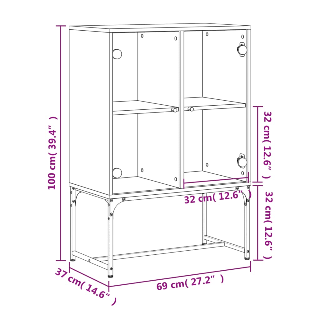 Mobile con Ante in Vetro Bianco 69x37x100 cm - homemem39