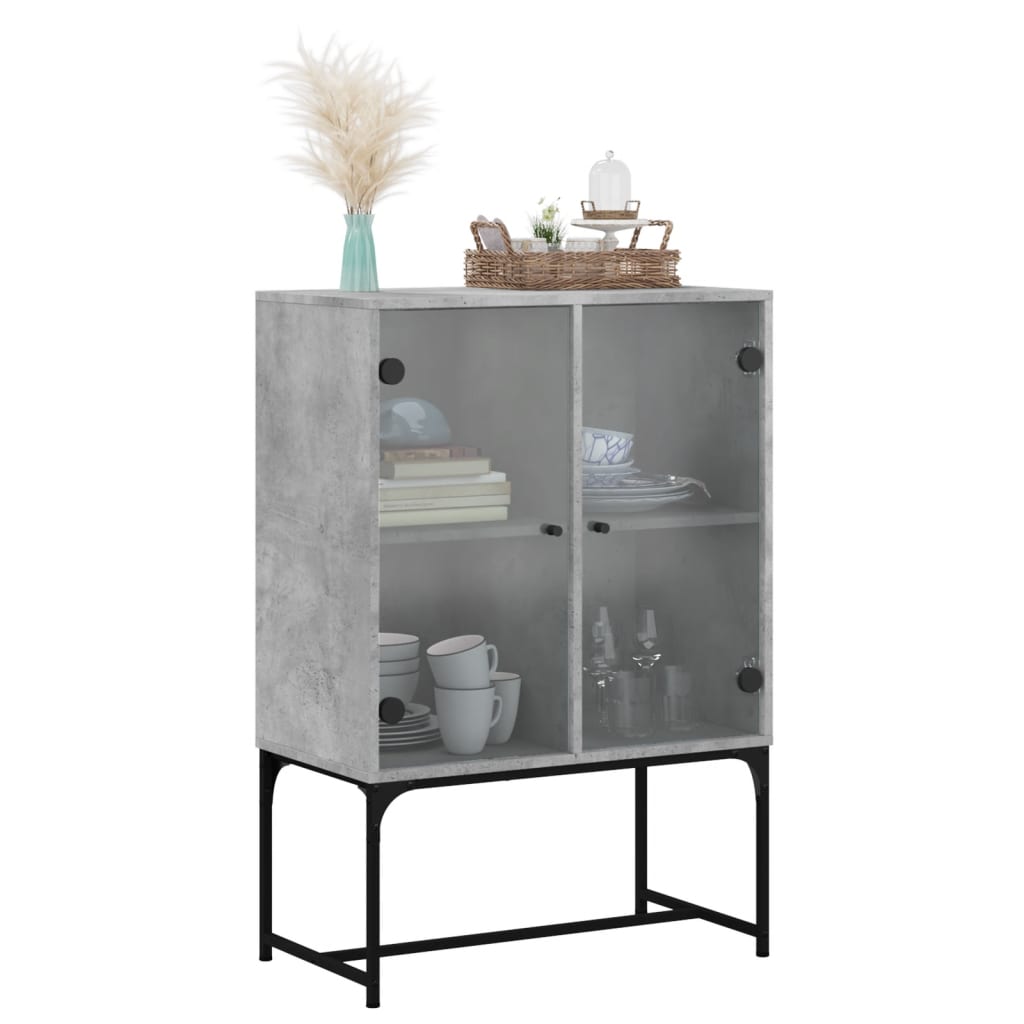 Mobile con Ante in Vetro Grigio Cemento 69x37x100 cm - homemem39