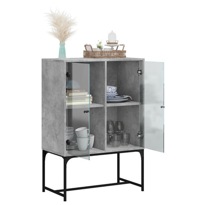 Mobile con Ante in Vetro Grigio Cemento 69x37x100 cm - homemem39