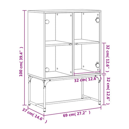 Mobile con Ante in Vetro Rovere Fumo 69x37x100 cm - homemem39