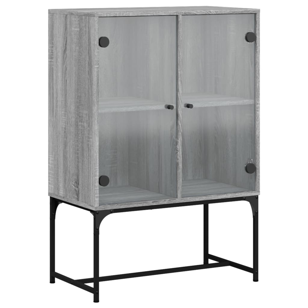 Mobile con Ante in Vetro Grigio Sonoma 69x37x100 cm - homemem39