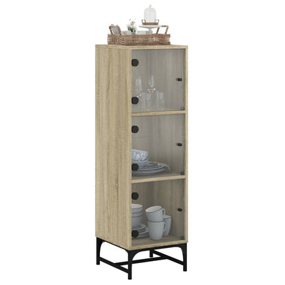 Credenza con Ante in Vetro Rovere Sonoma 35x37x120 cm - homemem39