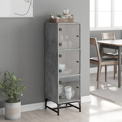 Credenza con Ante in Vetro Grigio Cemento 35x37x120 cm - homemem39