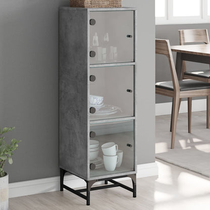 Credenza con Ante in Vetro Grigio Cemento 35x37x120 cm - homemem39