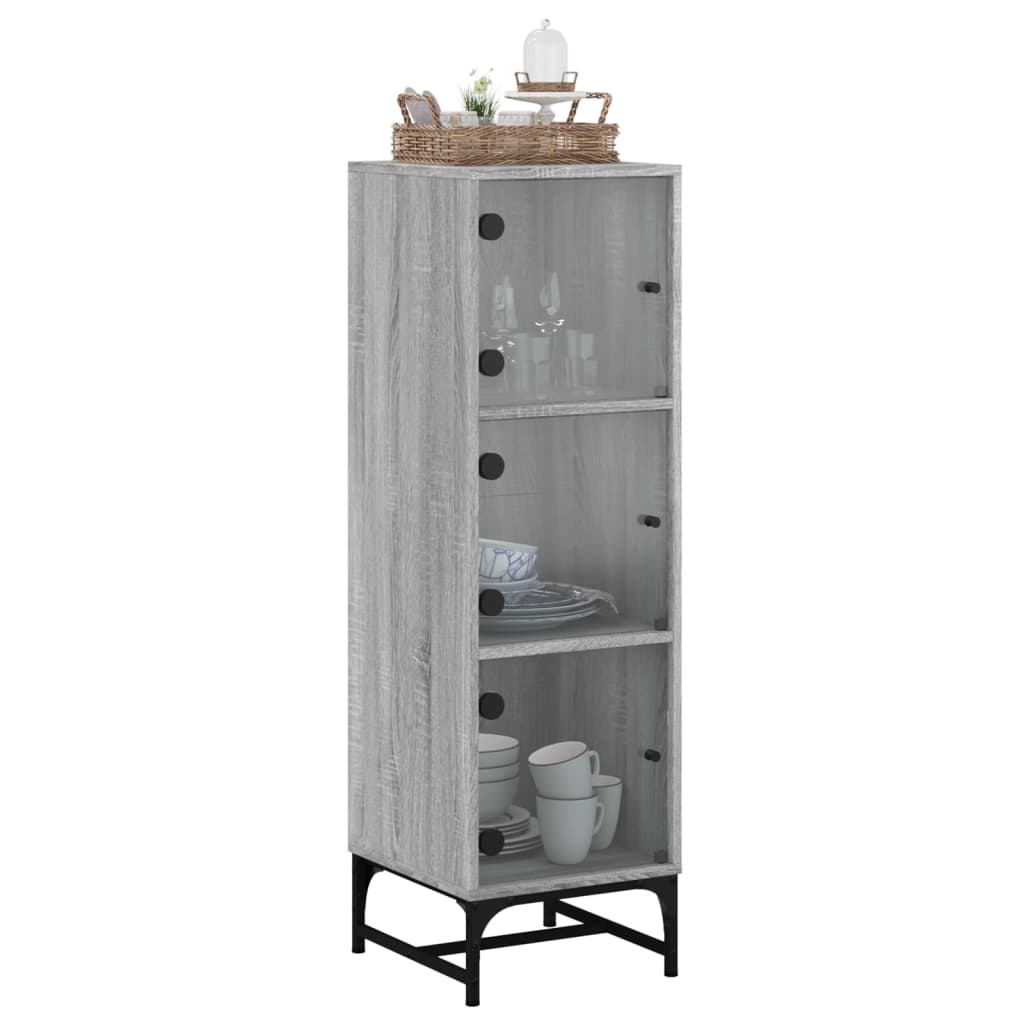 Credenza con Ante in Vetro Grigio Sonoma 35x37x120 cm - homemem39