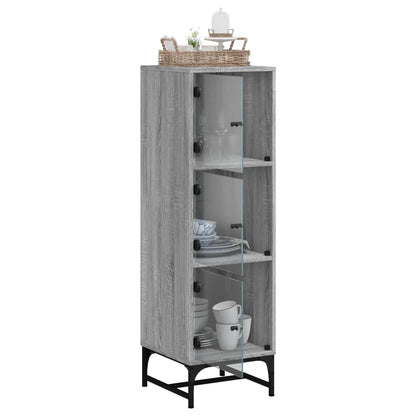 Credenza con Ante in Vetro Grigio Sonoma 35x37x120 cm - homemem39