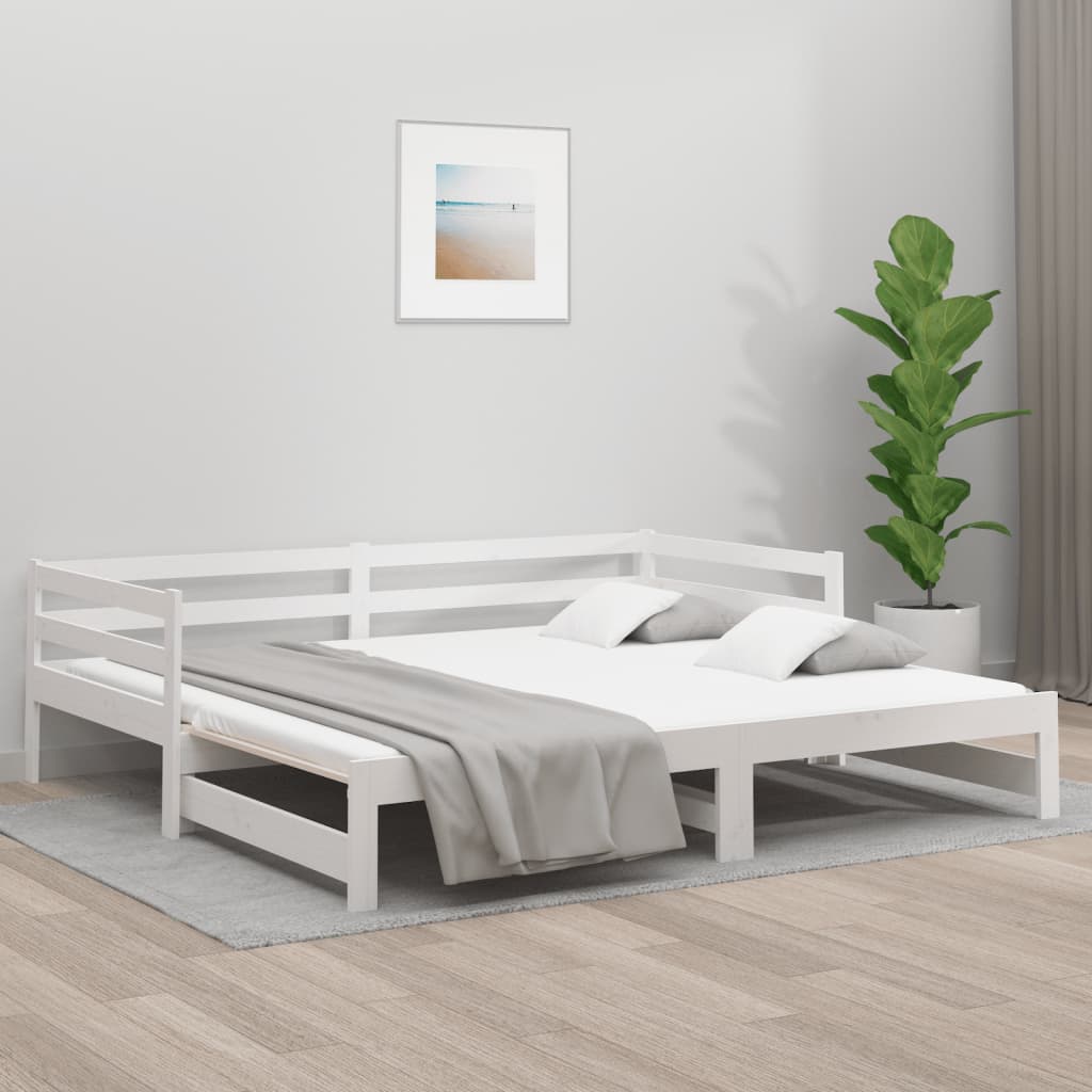 Divano Letto con Letto Estraibile Bianco 90x190cm Massello Pino - homemem39