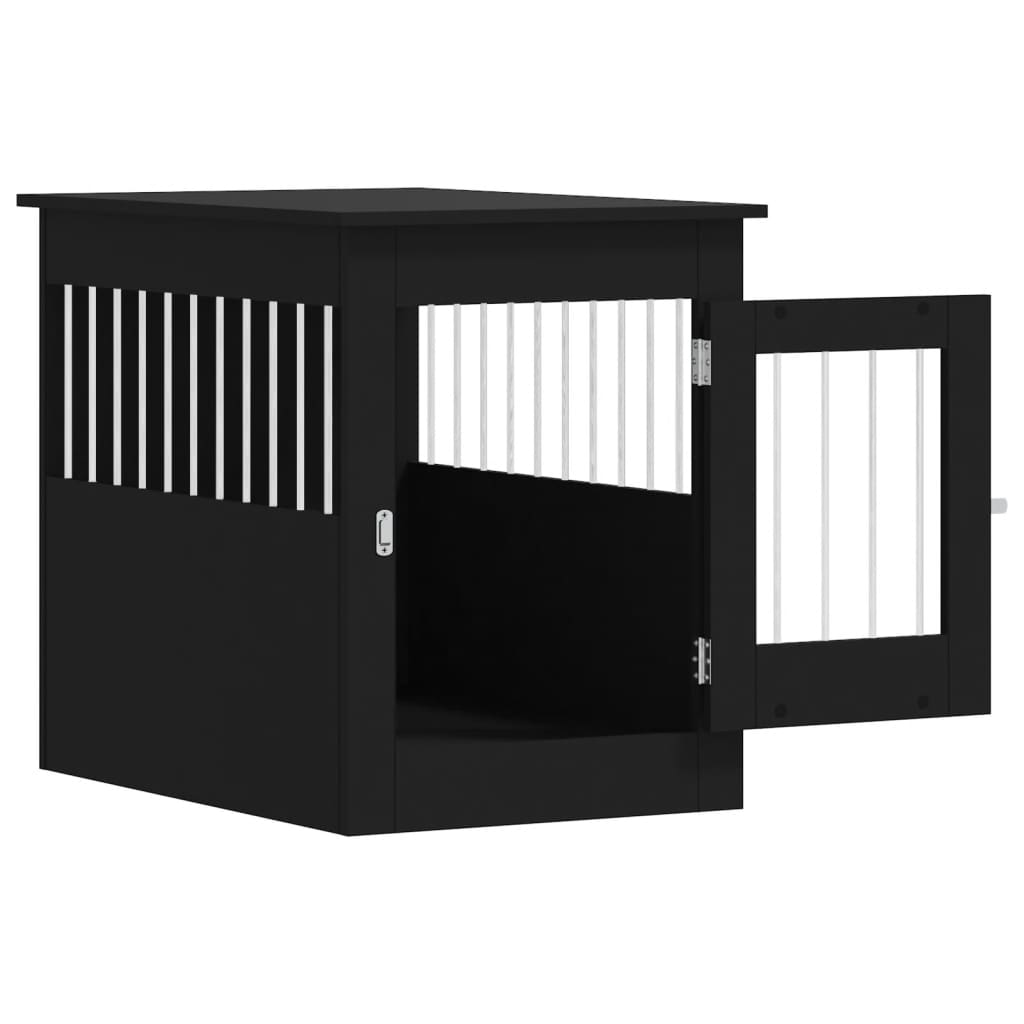 Gabbia Cani da Arredamento Nera 55x80x68cm Legno Multistrato - homemem39