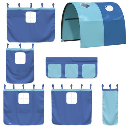 Letto a Soppalco con Tunnel Bambini Blu 80x200cm Massello Pino - homemem39