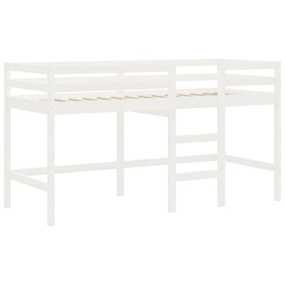 Letto Soppalco con Scala Bambini Bianco 80x200cm Massello Pino - homemem39