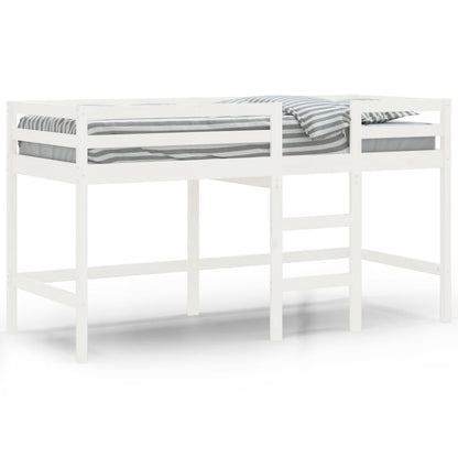 Letto Soppalco con Scala Bambini Bianco 90x200cm Massello Pino - homemem39