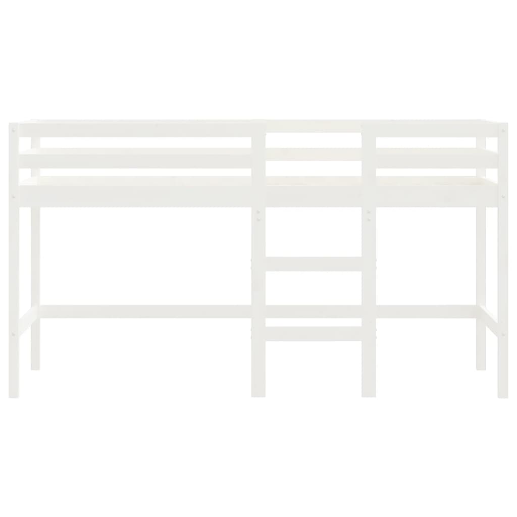 Letto Soppalco con Scala Bambini Bianco 90x200cm Massello Pino - homemem39