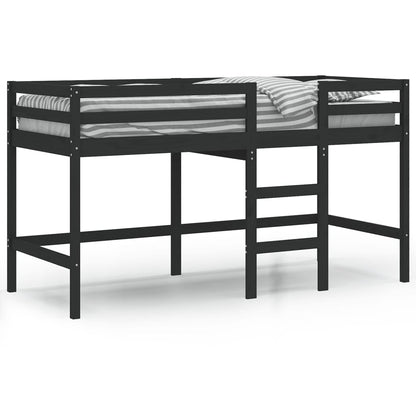 Letto Soppalco con Scala Bambini Nero 90x200cm Massello Pino - homemem39