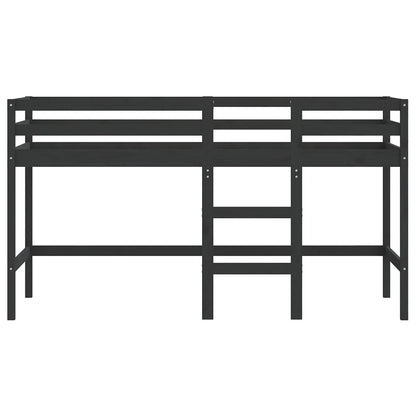 Letto Soppalco con Scala Bambini Nero 90x200cm Massello Pino - homemem39