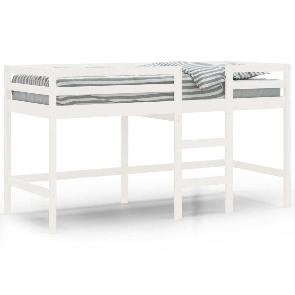 Letto Soppalco con Scala Bambini Bianco 90x190cm Massello Pino - homemem39