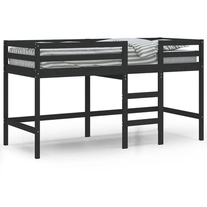 Letto Soppalco con Scala Bambini Nero 90x190 cm Massello Pino - homemem39