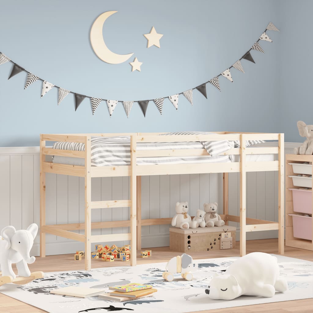 Letto Soppalco con Scala Bambini 90x200 cm Legno Massello Pino - homemem39