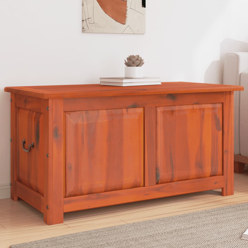 Cassapanca con Coperchio Marrone in Legno Massello di Acacia - homemem39