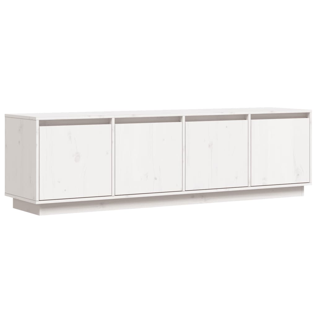 Mobile Porta TV Bianco 156x37x45 cm in Legno Massello di Pino - homemem39