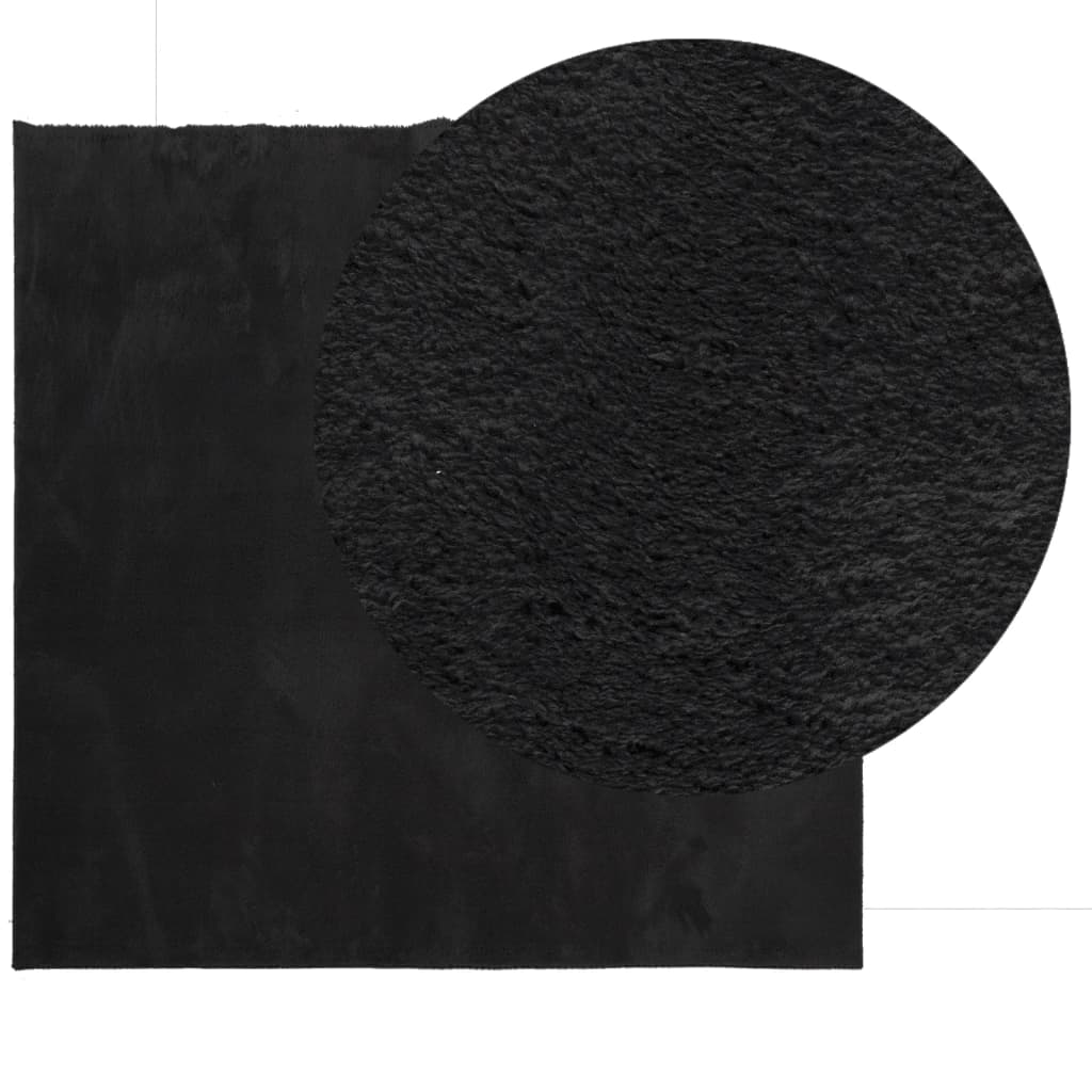 Tappeto a Pelo Corto HUARTE Morbido e Lavabile Nero 240x240cm - homemem39