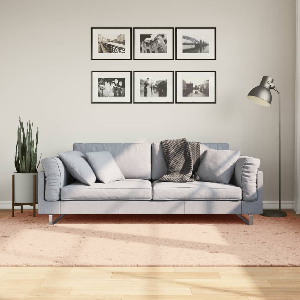 Tappeto a Pelo Corto HUARTE Morbido e Lavabile Rosato 160x230cm - homemem39