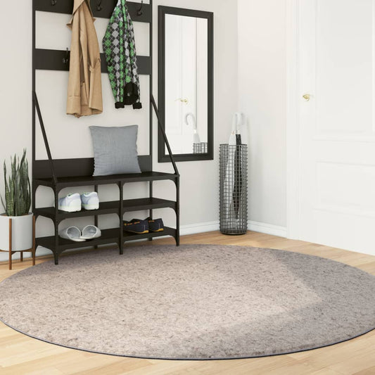 Tappeto Shaggy a Pelo Lungo Moderno Beige Ø 200 cm - homemem39