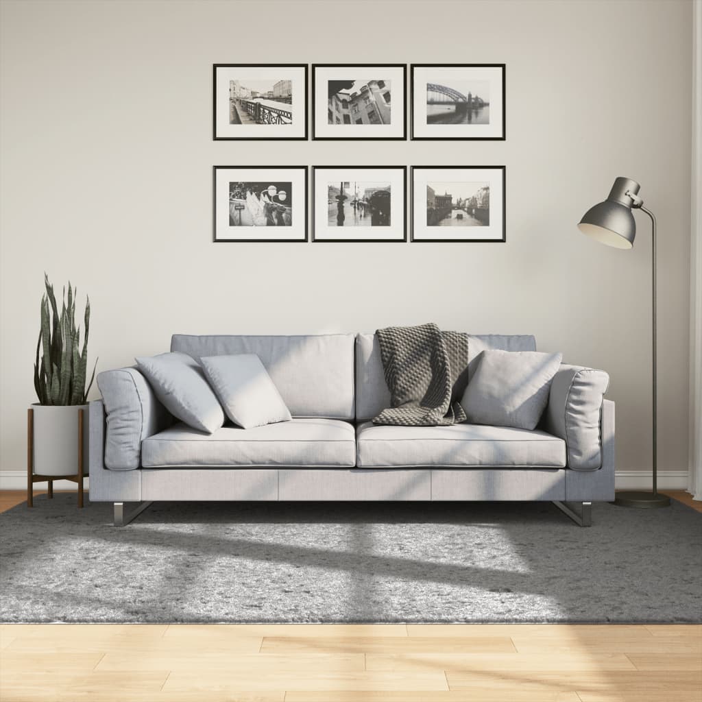 Tappeto Shaggy a Pelo Lungo Moderno Grigio 160x230 cm - homemem39