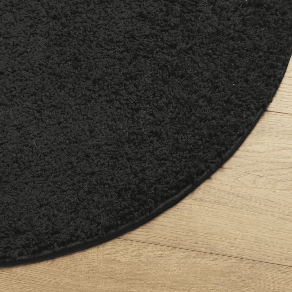 Tappeto Shaggy a Pelo Lungo Moderno Nero Ø 280 cm - homemem39