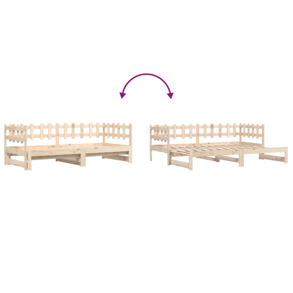 Dormeuse Estraibile 2x(90x200) cm Legno Massello di Pino - homemem39