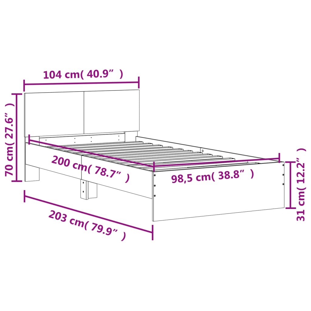 Giroletto con Testiera Bianco 100x200 cm in Legno Multistrato - homemem39