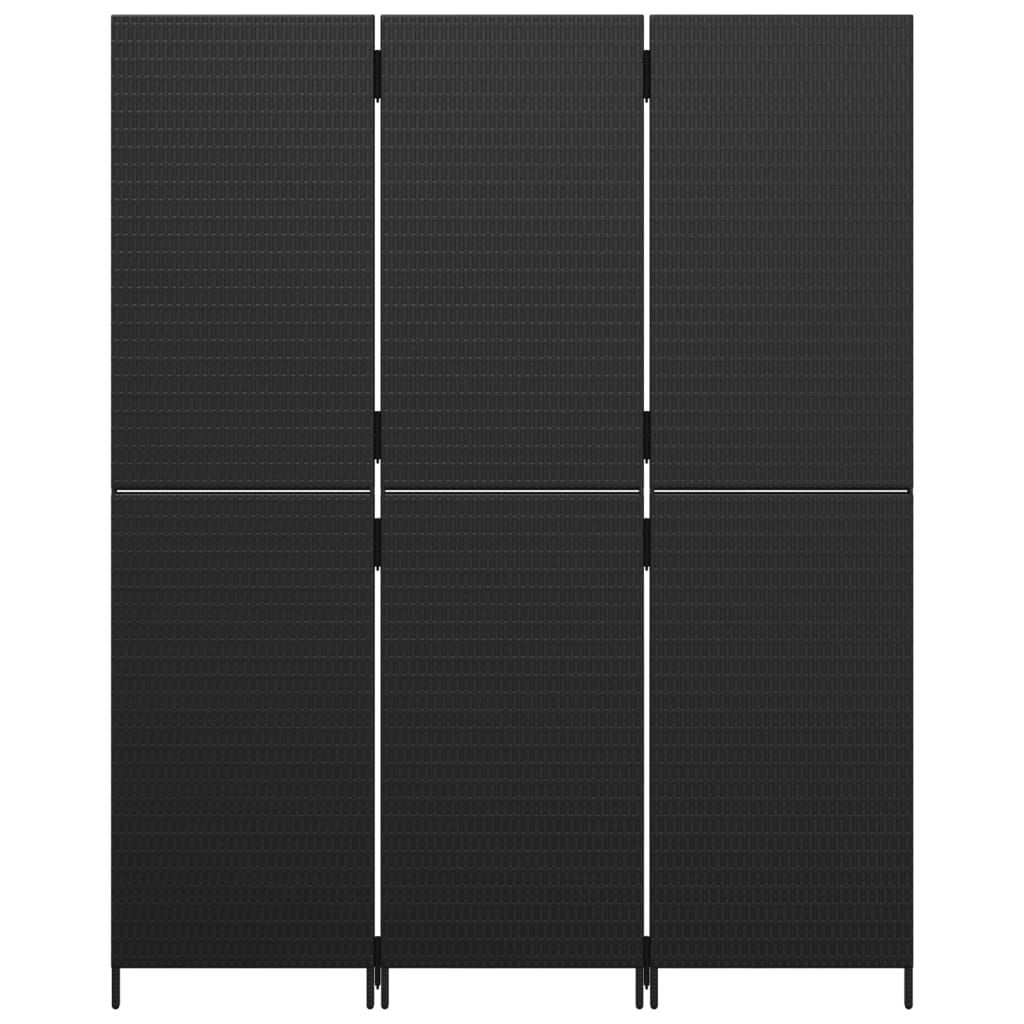 Divisorio per Ambienti a 3 Pannelli Nero in Polyrattan - homemem39