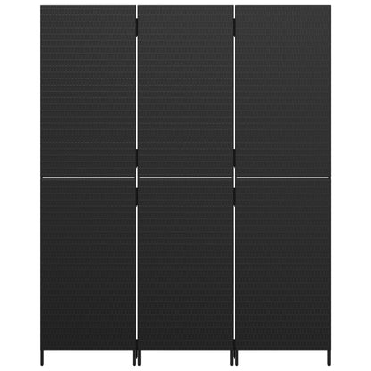 Divisorio per Ambienti a 3 Pannelli Nero in Polyrattan - homemem39