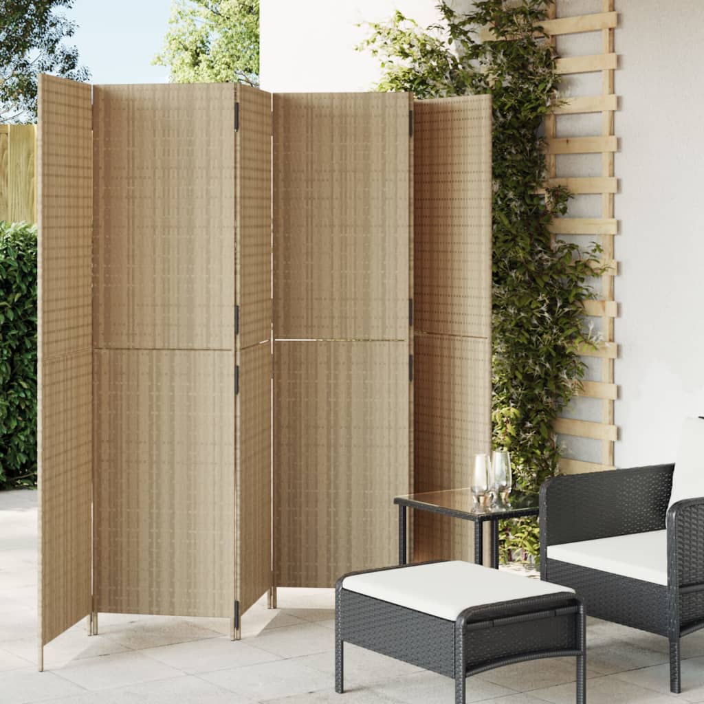 Divisorio per Ambienti a 6 Pannelli Beige in Polyrattan - homemem39