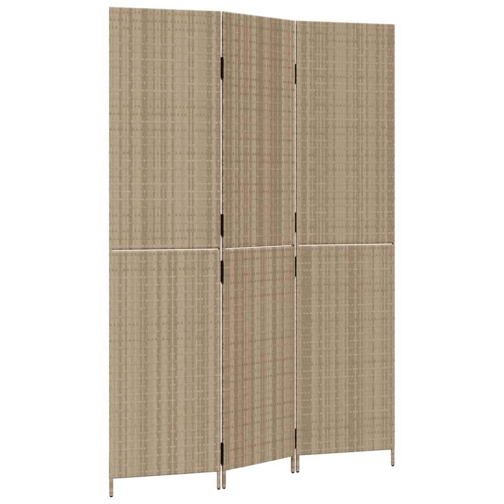 Divisorio per Ambienti a 3 Pannelli Beige in Polyrattan - homemem39