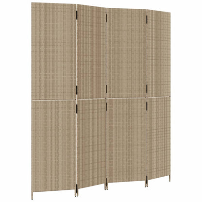 Divisorio per Ambienti a 4 Pannelli Beige in Polyrattan - homemem39