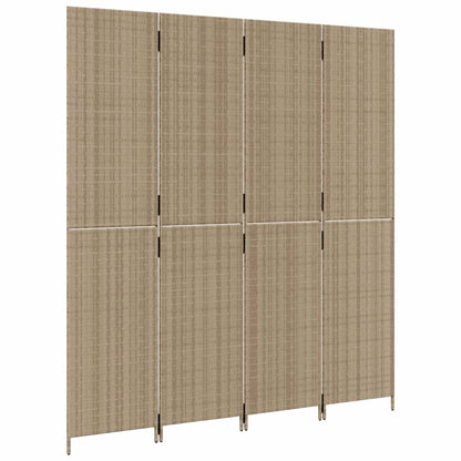 Divisorio per Ambienti a 4 Pannelli Beige in Polyrattan - homemem39