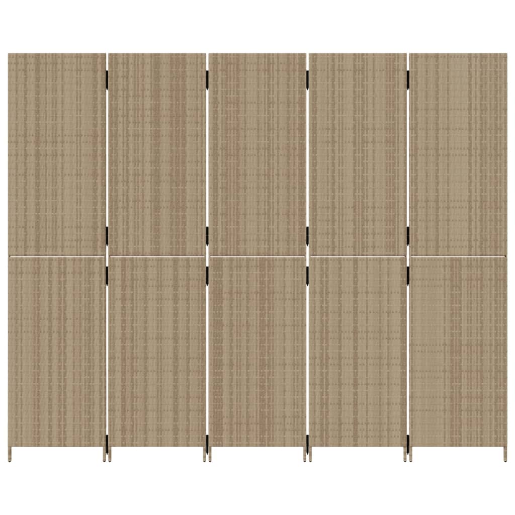 Divisorio per Ambienti a 5 Pannelli Beige in Polyrattan - homemem39