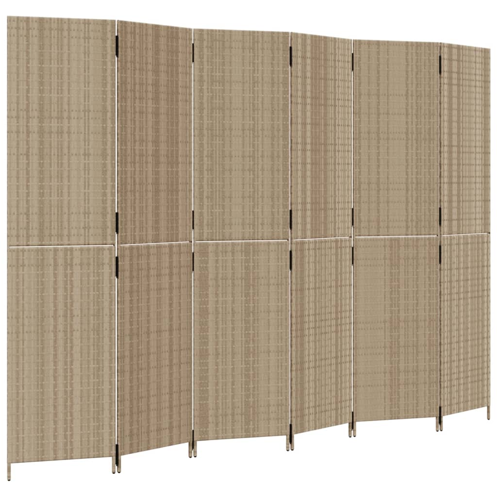 Divisorio per Ambienti a 6 Pannelli Beige in Polyrattan - homemem39