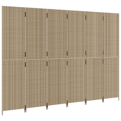 Divisorio per Ambienti a 6 Pannelli Beige in Polyrattan - homemem39