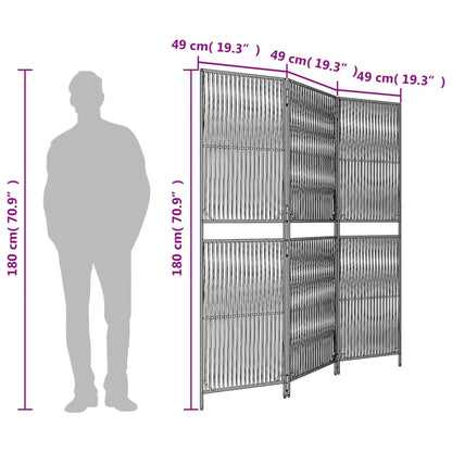 Divisorio per Ambienti a 3 Pannelli Marrone in Polyrattan - homemem39