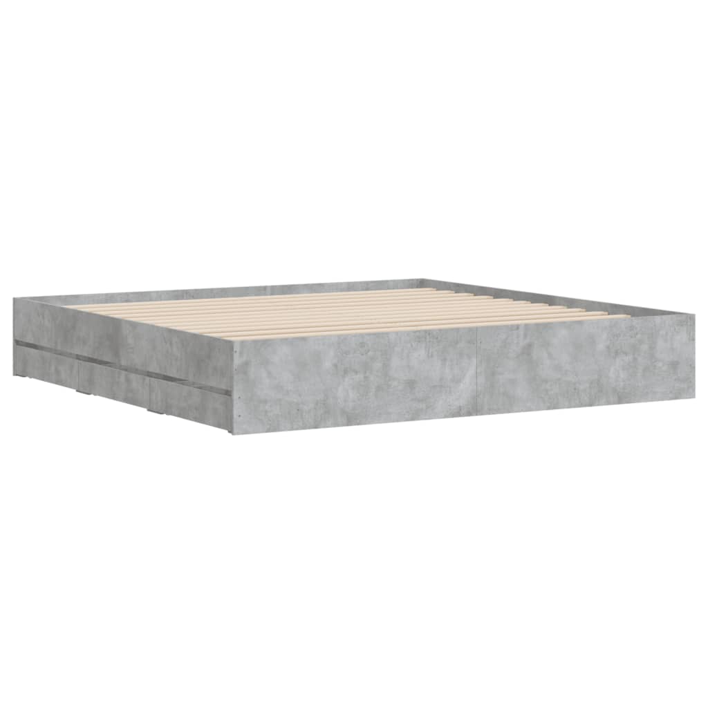 Giroletto Cassetti Grigio Cemento 200x200 cm Legno Multistrato - homemem39