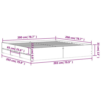 Giroletto Cassetti Grigio Sonoma 200x200 cm Legno Multistrato - homemem39